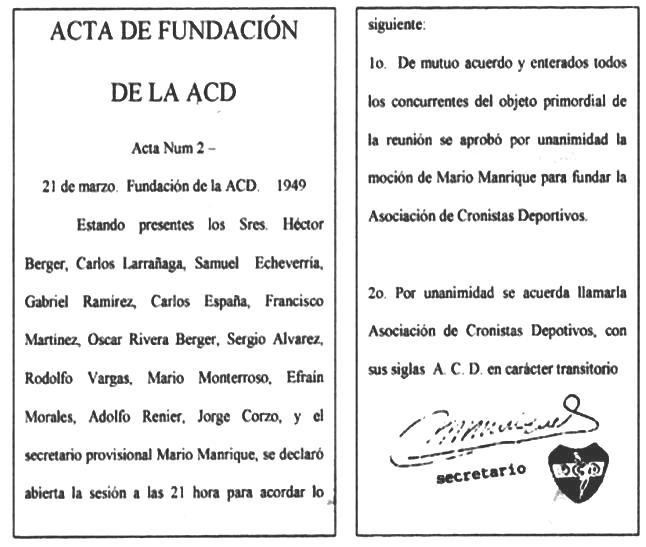 Acta de fundación de la ACD - 