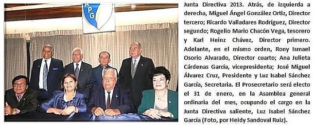 Junta Directiva 2013 de la  APG.