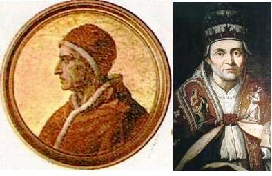 Gregorio XII (izquieda). y Celestino V (WikipediA)