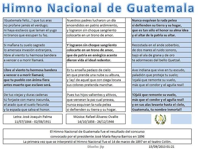 Letra del Himno Nacional  de Guatemala. u . JPG