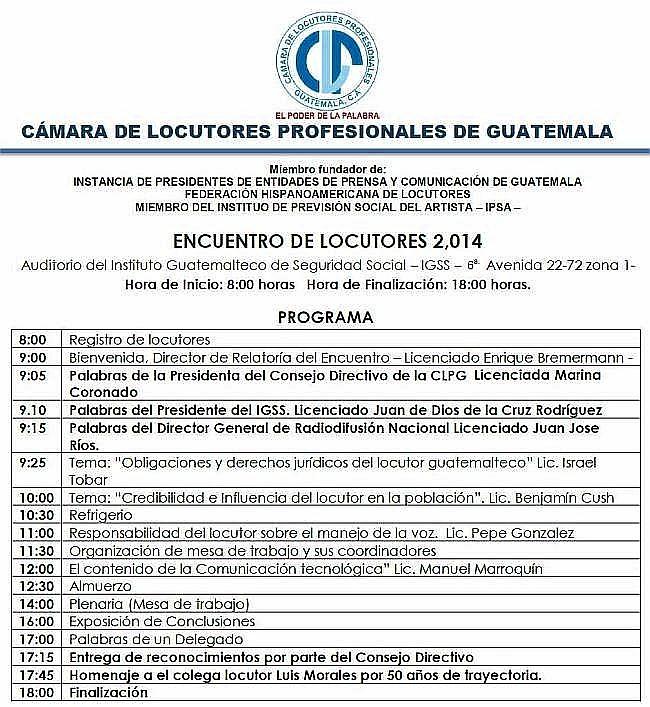Enuentro nacional de Locutores -1 de mazo de 2014 ciudad de Guatemala CLPG