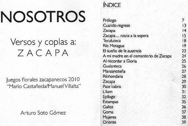 NOSOTOS -de Arturo Soto Gómez -libro - Versos y coplas a ZACAPA