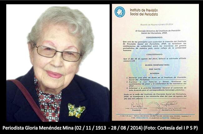 Gloria Menendez Mina DEP deceso 28-ago - - -2014