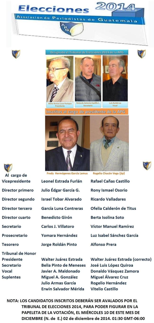 TRIBUNAL DE ELECCIONES - - -  Y CANDIDATOS APG 2014 -JPG